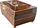 Georgian Sarcophagus Sewing Work Box Dated 1826 Studded Panel Regency Antique