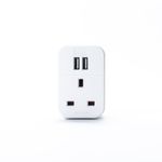 Multi USB Plug Adapter White, 2 Port USB Adaptor Plug Through, S2USBPTAWH1PK3