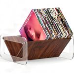 Vinyl Record Storage Rack 80 Capacity Acrylic & Wood LP Album Display Stand Brow