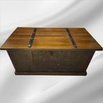 Antique Wooden/Metal Bound Trunk/Late 19th Early 20th Century/Antique Screw Mark