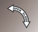 Aviation Safety ADHESIVE DECAL - DIRECTIONAL LATCH LABEL - OPEN LEFT 3" x 3"