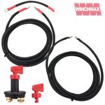  Defender Winch Battery Extension Cables - Heavy Duty - British Made+Isolator 4m
