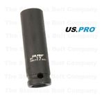 US PRO 1/2" Drive 17mm Deep Impact Socket 78mm Long 6 Point 3753