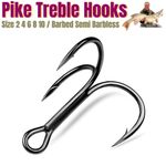 Treble Hooks  Extra Strong for Pike & Zander – Sizes 2, 4, 6, 8, 10 - UK POST