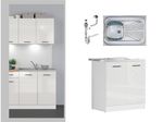 Kitchen Sink Unit with Sink 800mm Under Sink Cabinet White Chalk Gloss Junona