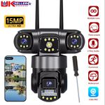Wireless IP Camera WIFI Outdoor CCTV HD PTZ Home Security IR Cam 3lens 3m line