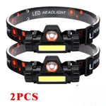 2Pcs Rechargeable Headlamp Super Bright Waterproof Head Torch Headlight LED USB