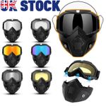 Motorcycle Helmet Riding Goggles with Removable Face Mask MTB Glasses Eyewear UK