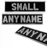 1x Small Black and Silver 340x90mm Novelty Metal Pressed Plate Any Name Number