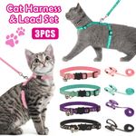 Kitten Cat Harness and Leash Set Escape Proof Kitten Strap Collar Walking
