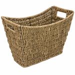 JVL SEAGRASS MAGAZINE RACK HOLDER STYLISH CURVED NEWSPAPER BASKET INSET HANDLES 