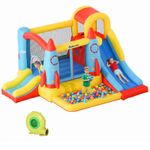 Outsunny Bouncy Castle with Slide Pool Rocket Trampoline w/ Carrybag, Blower