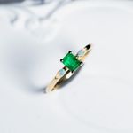 Emerald & Opal Engagement Ring in 14K Yellow Gold