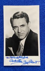 Cary Grant Signed in Blue Dedicated Photo