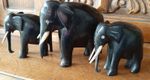3 Antique Ebony Elephants Figurines