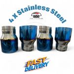 4x Stainless Steel Half Blue Exhaust Tips For BMW M2 M3 M4 M5 F87 F80 F82 70MM
