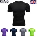 Mens UV Rash Vest Guard Stretch Swim Top Flat Seams Rashie Quick Drying Gym Top