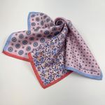 NWOT Brooks Brothers Pink & Blue Multi Print Silk Pocket Square ITALY 13"