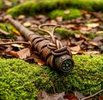 Handcrafted Solid Oak Walking Pole Premium Edition with Leather Handle & Copper