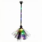 Witch Broom with LED Lights Glowing Toy Multicolor for Halloween Parties