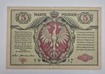 Poland 5 Polish Mark  1916 Pick P-10 Miłczak 11b Series B Banknote Very Fine