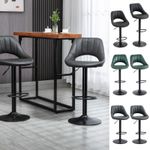 Bar Stools Set of 2, Height Adjustable PU Leather Swivel Barstools