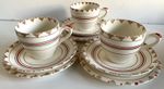 Myott 3 x Cup, Saucer & Plate in Queen 1315F pattern, Art-deco bunting 1930's
