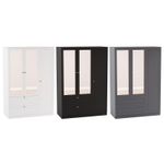 Vida Designs Altino 3 Door 2 Drawer Mirrored Wardrobe Large Storage Units