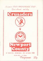 CRUSADERS Northern Ireland v Newport County (Cup Winners Cup) 1980/1981