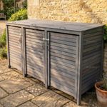 Triple Wheelie Bin Store, Grey Finish - FSC® Wood, Free Handles for Lids & Doors