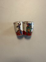 2x Olé Mosaic Ceramic Souvenir Shot Glasses Spanish Brand Espana