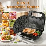 SUPERLEX 6 in 1 Electric Sandwich Toaster Maker Panini Press Grill Waffle Maker