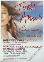 TORI AMOS FLYER 2003 Wolverhampton UK PROMO FLYER Mint rare