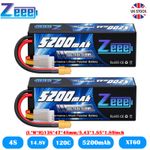 2x Zeee 14.8V 4S LiPo Battery 5200mAh 120C XT60 Plug Hardcase for RC Car Truck