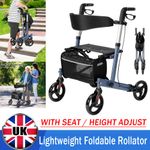 Folding Rollator Lightweight Walking Aid 4 Wheels Mobility Walker With Seat