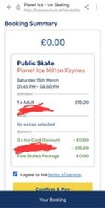 Planet Ice( Multiple Locations) - 1 Adult Entry Ticket RRP GBP 15.20
