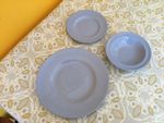 iris woods ware breakfast set- 1 each of a bowl, tea plate and dinner plate