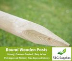 15 x Wooden Fence Posts 1.8m tall X 50mm (2") dia. pressure treated wood
