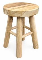 Rustic Wooden Stool Farmhouse Side Table Solid Wood Seat Kitchen Bathroom