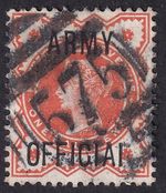 SG O41a ARMY OFFICIAL 'I for L' Variety (L36c) ½d Vermilion Very Good Used