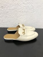 Gucci J294 Princetown Loafer Mule Horsebit Jordaan Leather White 37 EU 7 US