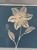 Silver Filigree Flower Artwork, Handcrafted Botanical Wall Decor, Shadow Box ...