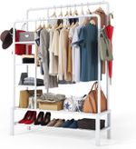 Heavy Duty Double Clothes Rail 120KG Load Clothes Rack for Bedroom Open Wardrobe