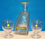 RICARD vintage pastis water carafe decanter plus 2 glasses, FREE UK p&p