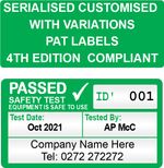 Customised SERIALISED PAT PASSED Stickers GREEN PLUG TOP VARIATIONS