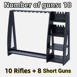 Wood Gun Rack Gun Display Rack Holds Height Adjustable 10 Rifles + 8 Pistols