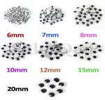 100-1000 Self Adhesive Googly Eyes 6/7/8/10/12/15/20mm Stick Wobbly Wiggly Craft