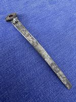 Vintage Chinese Silver Hair Pin Red Stone Floral Motif Engraved Hair Stick
