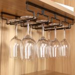 Hanging Wine Glasses Holder Rack Bar Cup Shelf Under Cabinet Storage Organizer