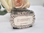 DECANTER LABEL- Sterling Silver 'SHERRY' Decanter Label. Hallmarked.